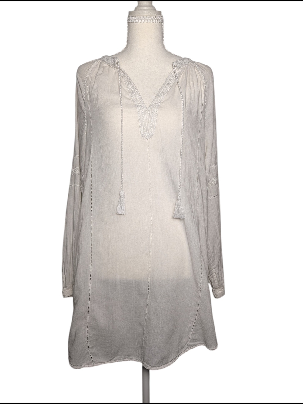 H&M White Lightweight Peasant Blouse